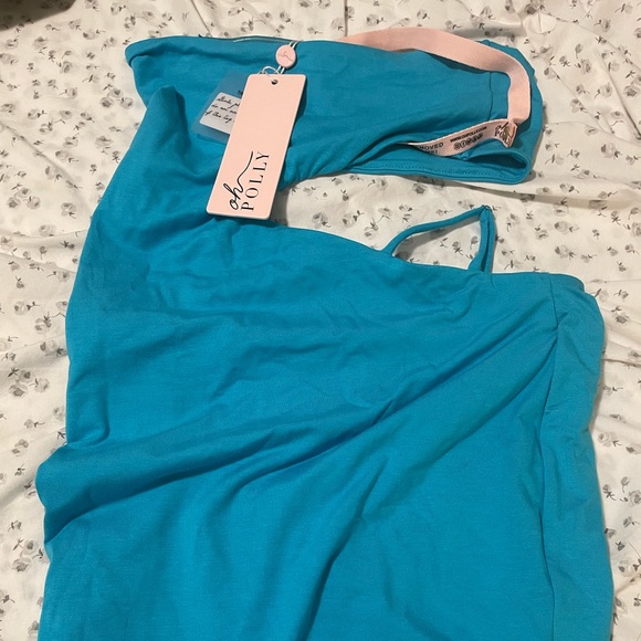 Oh Polly Aqua Strapless Cut Out Mini Dress - Picture 2 of 2